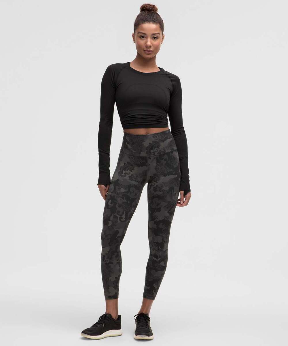 Lululemon Wunder Train High-Rise Tight 25" Hidden Heritage Lace Black Multi SZ 0